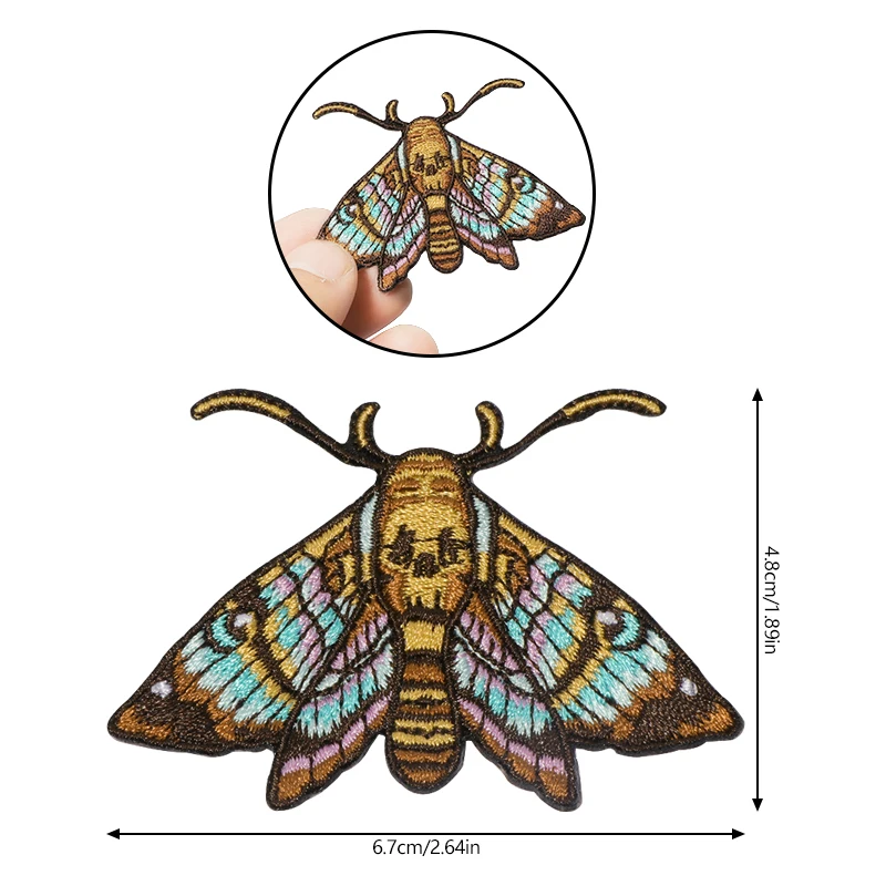 1PC Colorful Moths Embroidered Patch Iron On Sew On Patches For Clothing Cap Bag Jacket DIY Gift Nature Badge With Hot Adhesive
