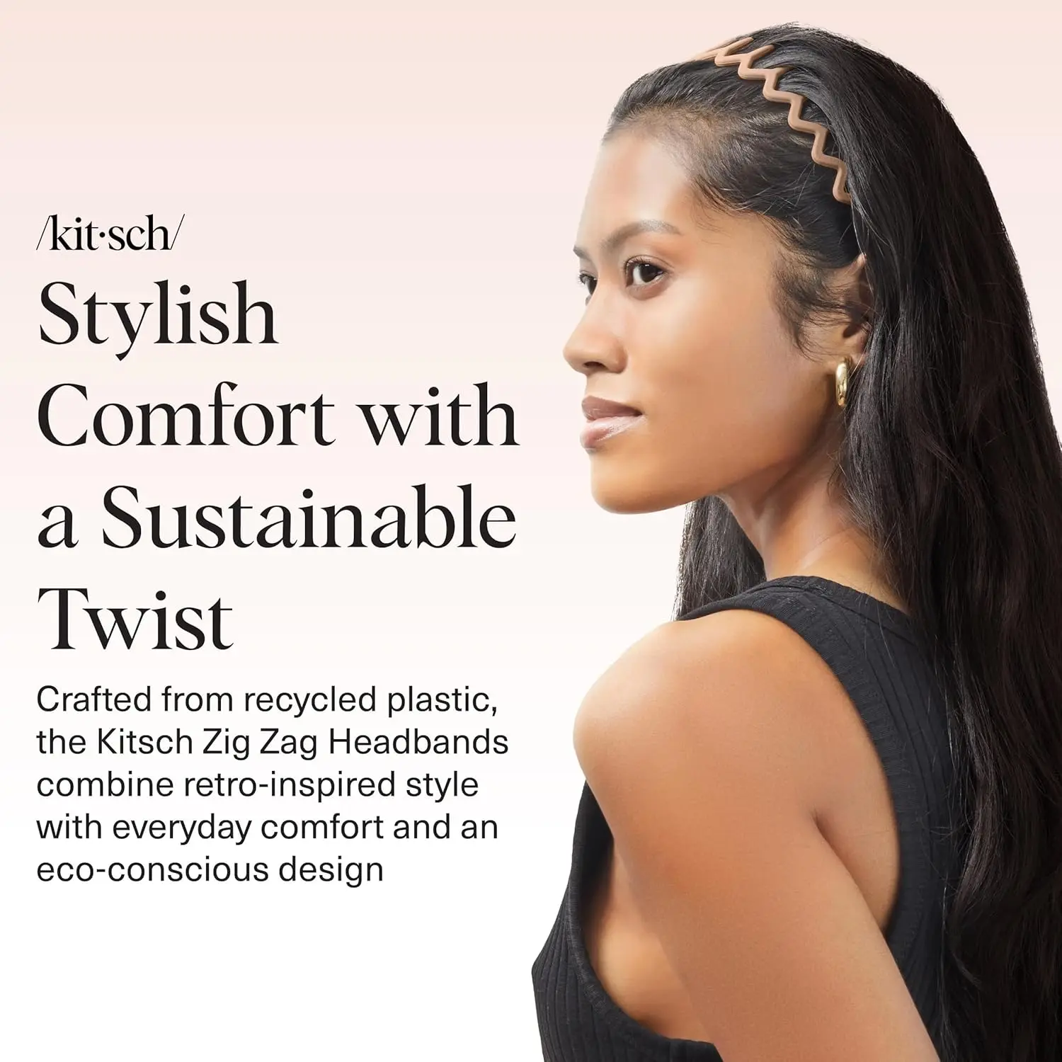 Kitsch Zig Zag 2-Pack Non-Slip Wave Design Headbands - Eco-Friendly Recycled Plastic Hair Accessories