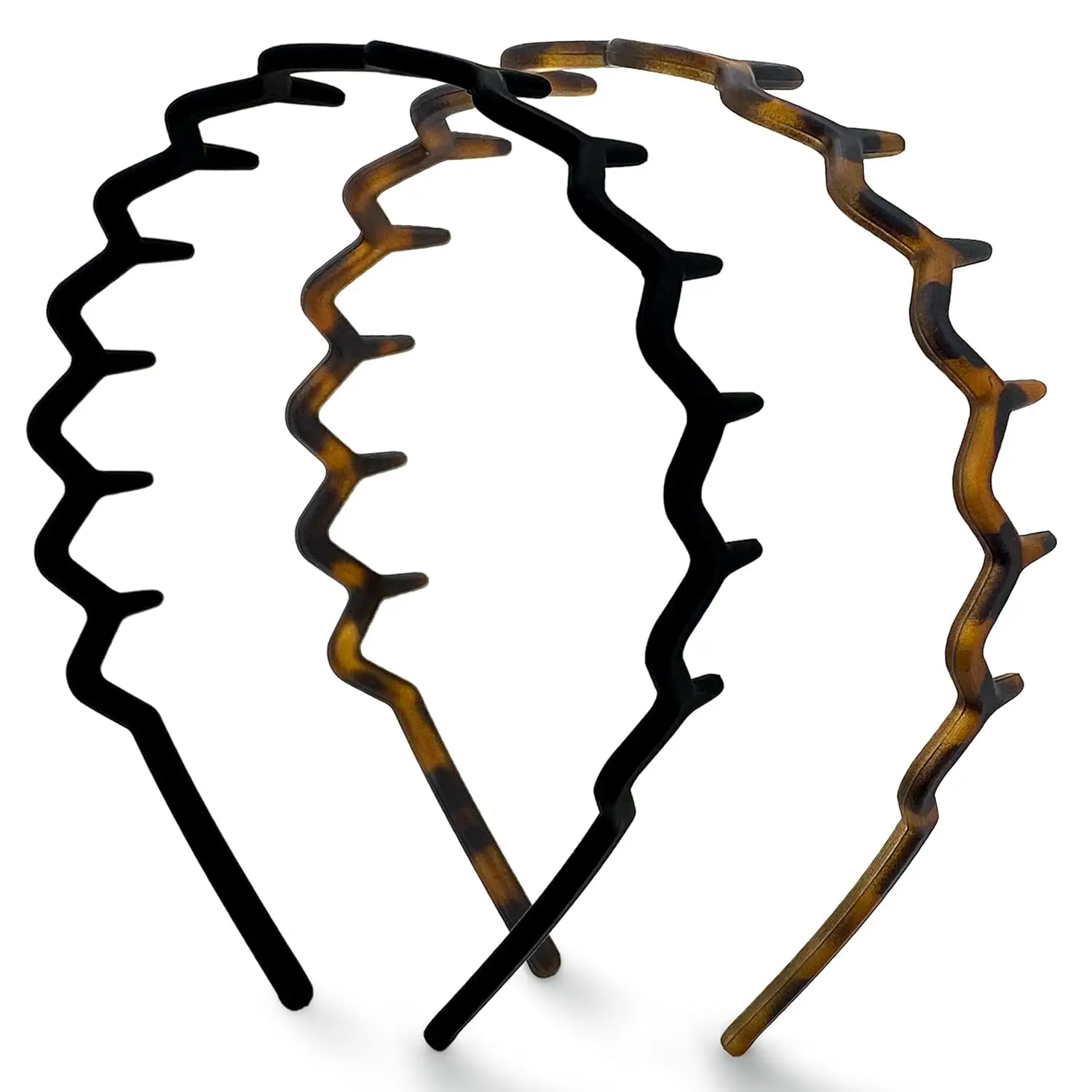Kitsch Zig Zag 2-Pack Non-Slip Wave Design Headbands - Eco-Friendly Recycled Plastic Hair Accessories