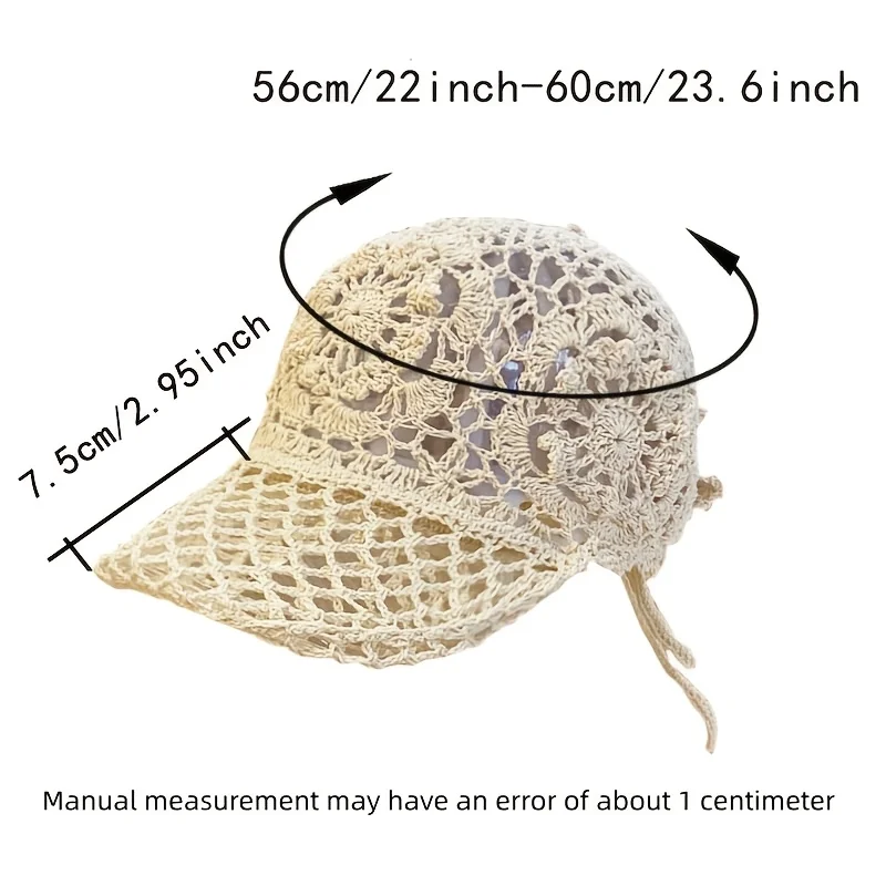 Summer Openwork Hand-crocheted Baseball Cap Retro Breathable Sun Hat Adjustable Versatile Baseball Cap