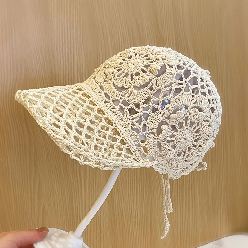 Summer Openwork Hand-crocheted Baseball Cap Retro Breathable Sun Hat Adjustable Versatile Baseball Cap