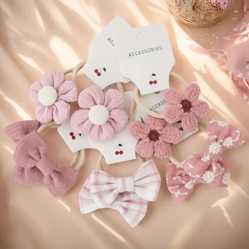 10Pcs Headbands with Colorful Flowers & Bows Soft Polyester Hairbands Perfect for Casual Wear Playful Design Hair Accessories