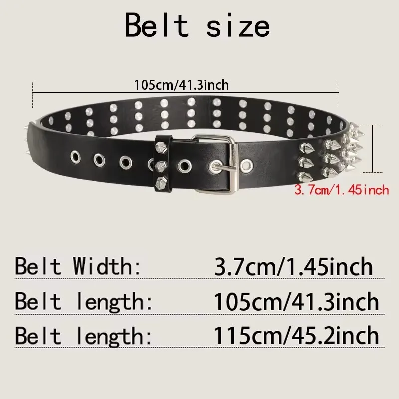 Men's Punk Style Rivet Decorated Heavy Metal Belt Women Casual Fashion Jeans Decorative Belt-Rock Gothic Y2k Belts For Men Women