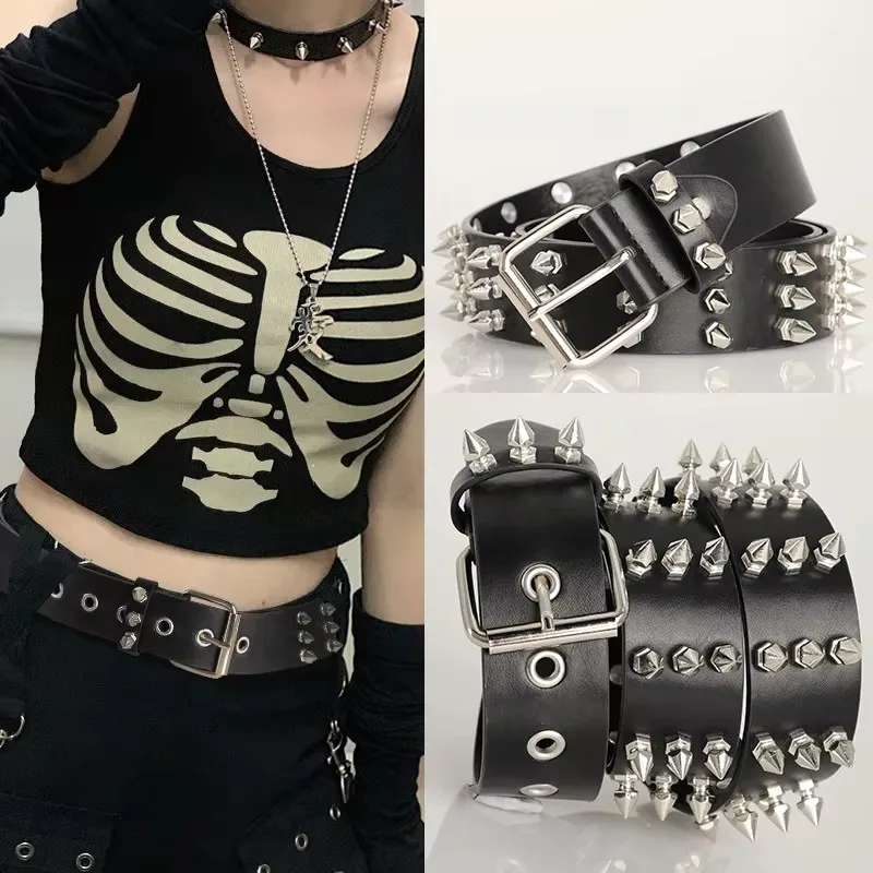 Men's Punk Style Rivet Decorated Heavy Metal Belt Women Casual Fashion Jeans Decorative Belt-Rock Gothic Y2k Belts For Men Women