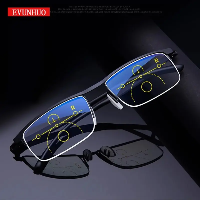 Intelligent Multifocal progressive reading glasses men women near and dual-use Anti-Blue Light automatic adjustment Eyewear