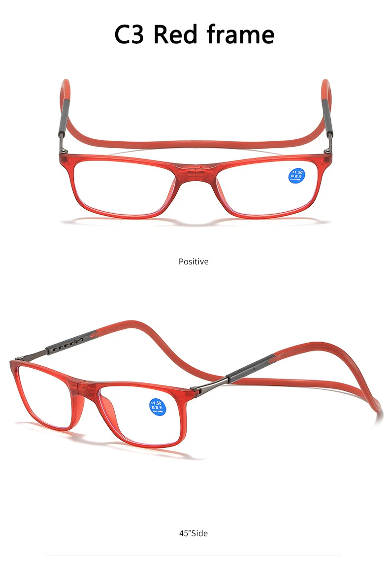 Portable Magnetic Reading Glasses for Men Reading Glasses with Magnet Hang on Neck Presbyopic Glasses Women