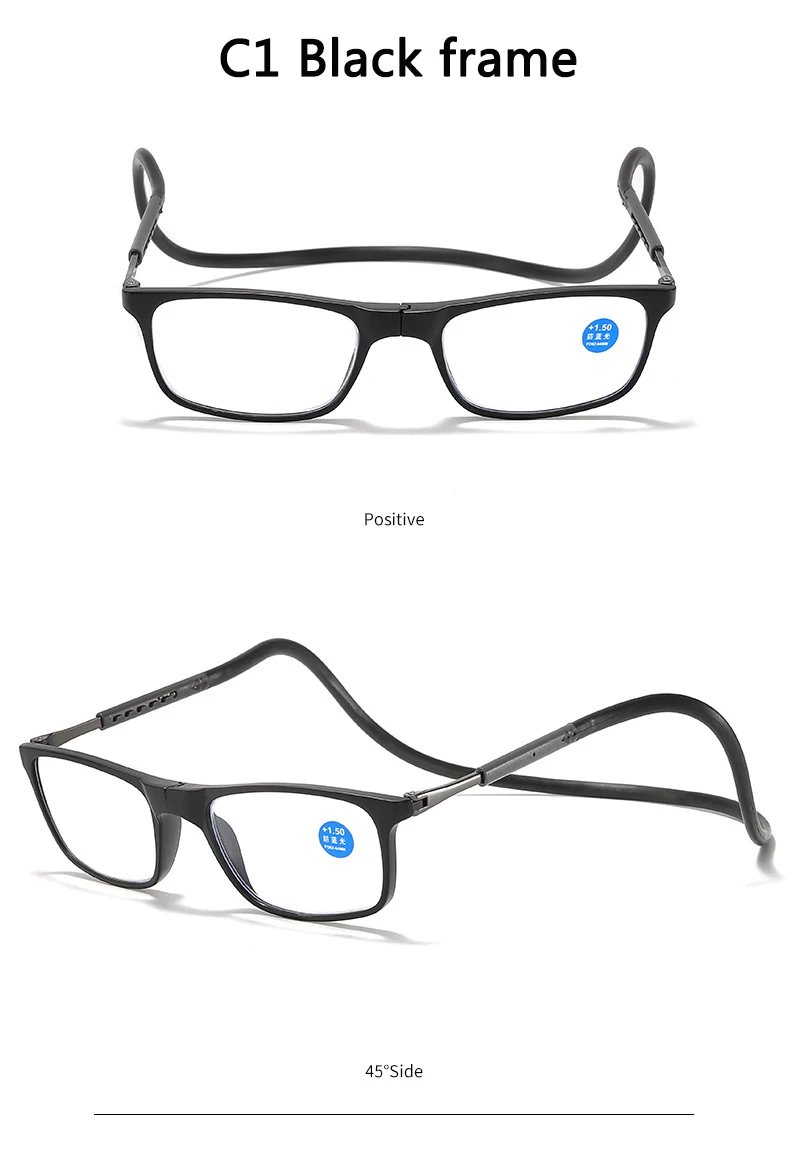 Portable Magnetic Reading Glasses for Men Reading Glasses with Magnet Hang on Neck Presbyopic Glasses Women