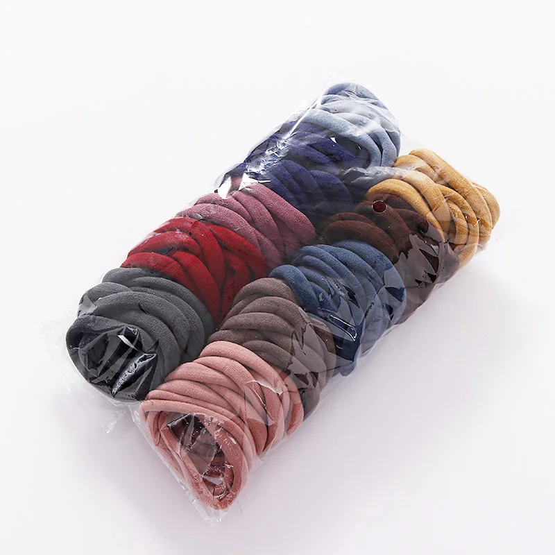 100PCS/Set Women Girls 4.0CM Colorful Nylon Elastic Hair Bands Ponytail Hold Hair Tie Rubber Bands Scrunchie Hair Accessories