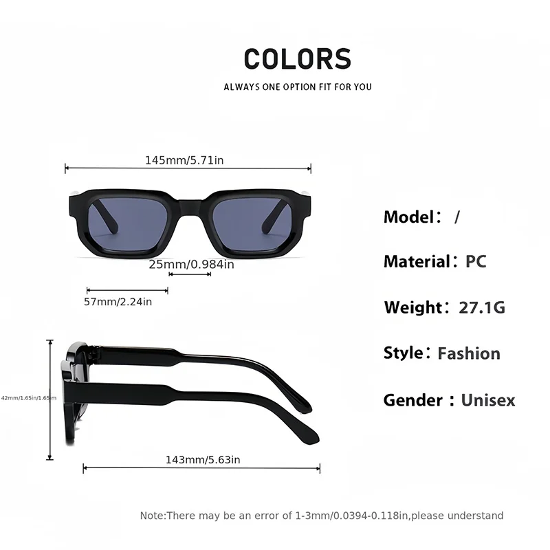 2/3PCS Vintage Rectangle Frame Sunglasses for Women Fashion Retro Luxury Brand Design UV400 Sun Glasses Men's Eyewear Goggles