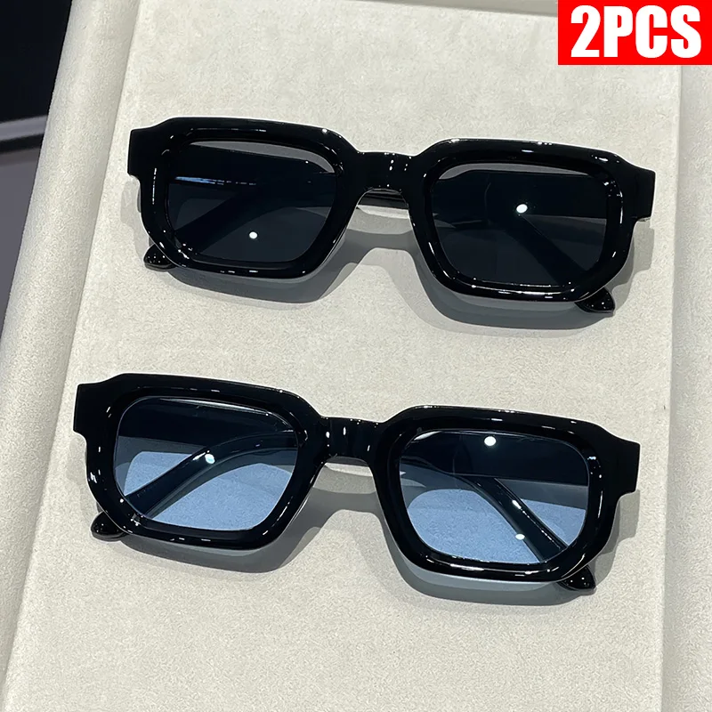 2/3PCS Vintage Rectangle Frame Sunglasses for Women Fashion Retro Luxury Brand Design UV400 Sun Glasses Men's Eyewear Goggles