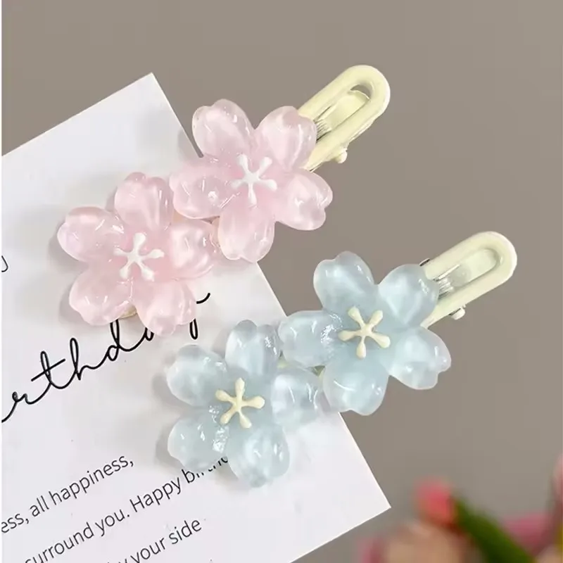2Pcs Anime Card Captor Sakura Cute Pink Creamy Flower Bb Hairpin Side Hair Clip Girl Headwear Sweet Hairpins Ornament Gift