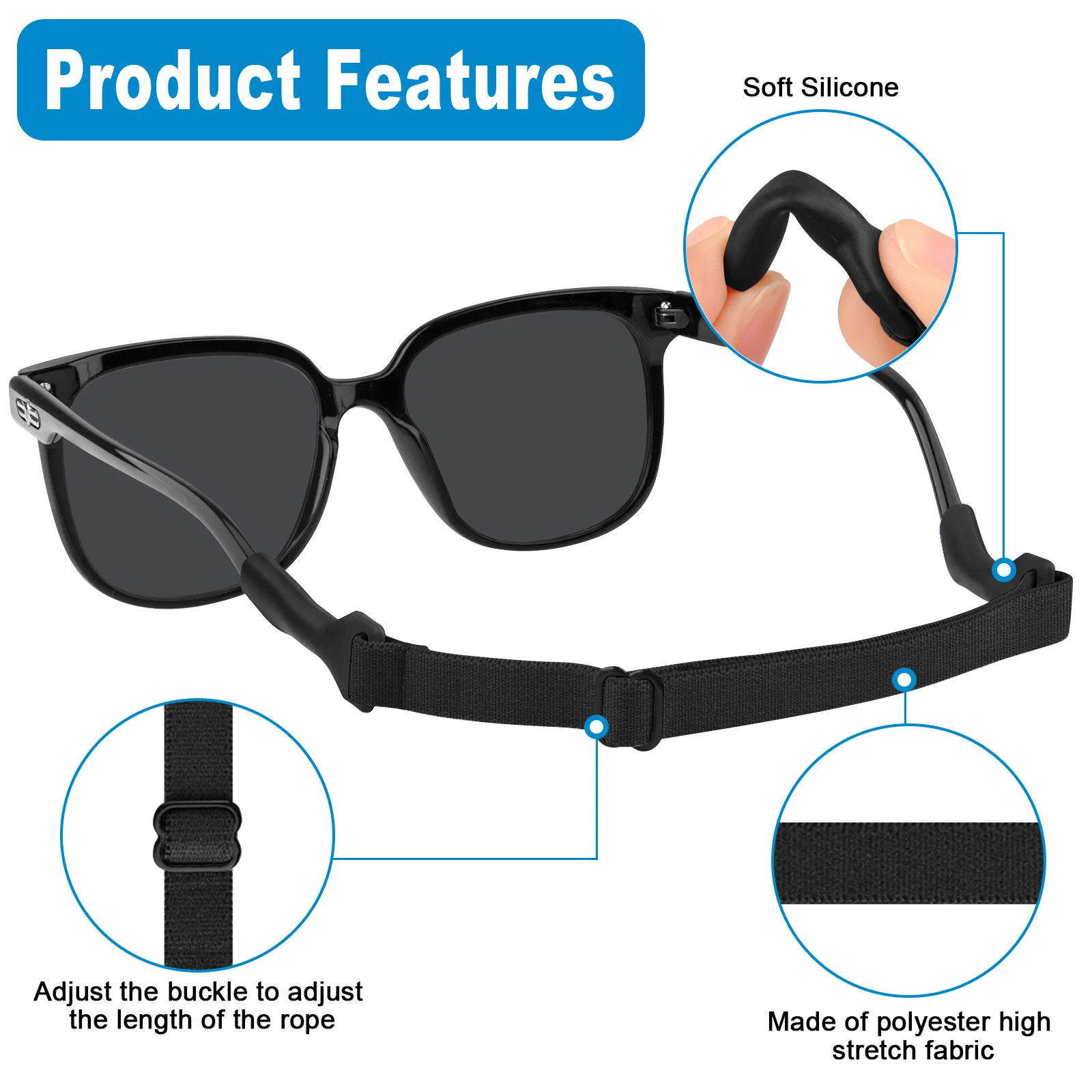 1-6pcs Eyeglass Anti-Loss Lanyard Sports Glasses Elastic Rope Chain For Kids Adult Glasses Elasticity Strap Retainer Cord Holder