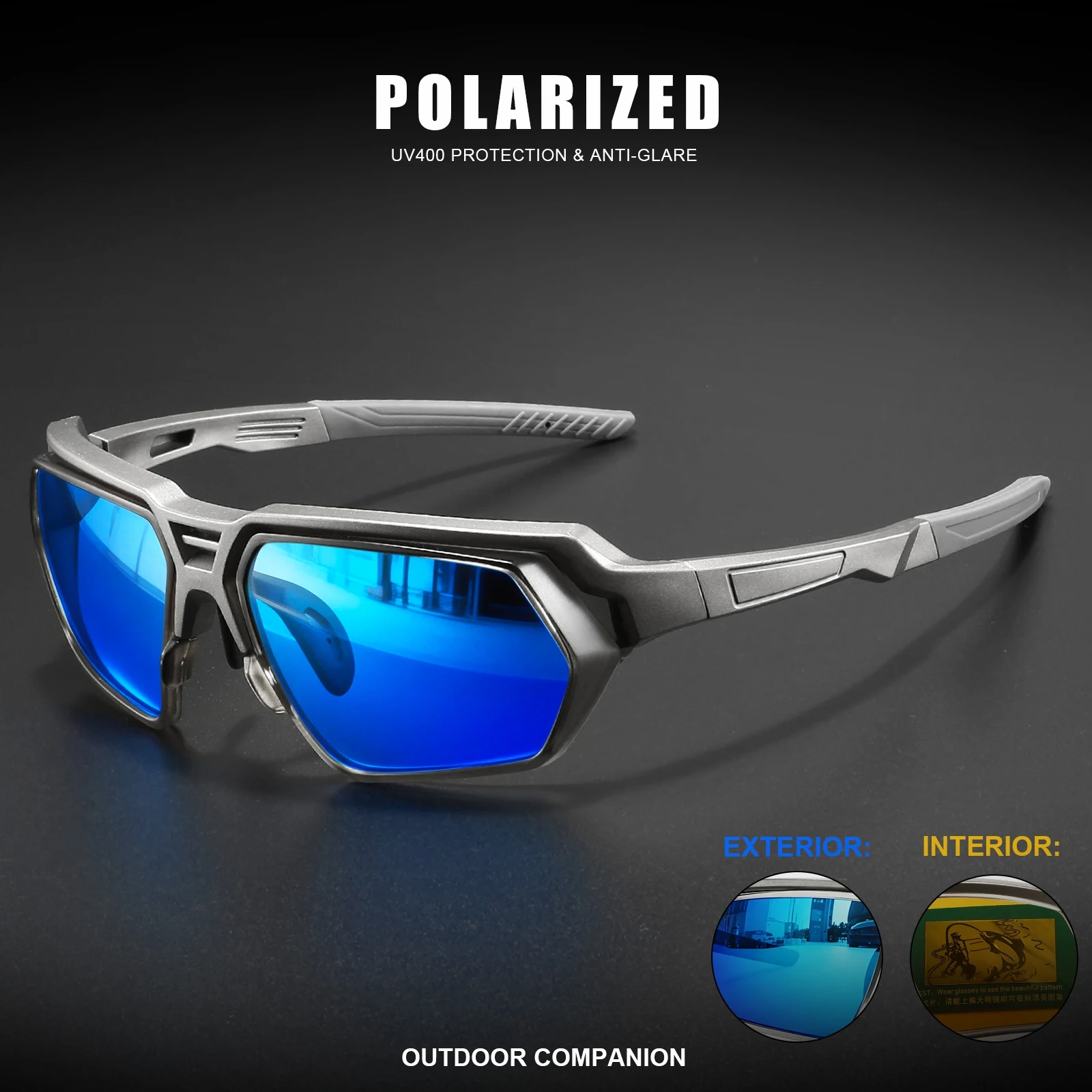 New Polarized Sunglasses for Men - Blue Mirror Yellow Tint Lens, Adjustable Nose Pads, UV400 for Sunny & Cloudy Days, Driving,