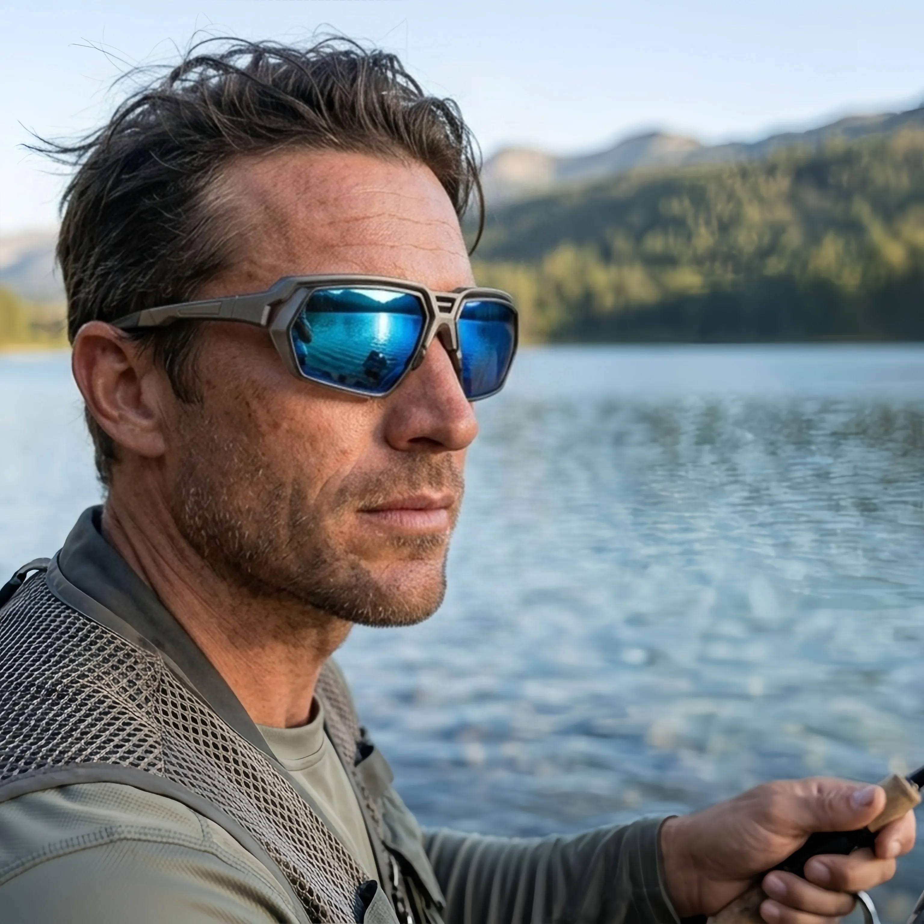 New Polarized Sunglasses for Men - Blue Mirror Yellow Tint Lens, Adjustable Nose Pads, UV400 for Sunny & Cloudy Days, Driving,