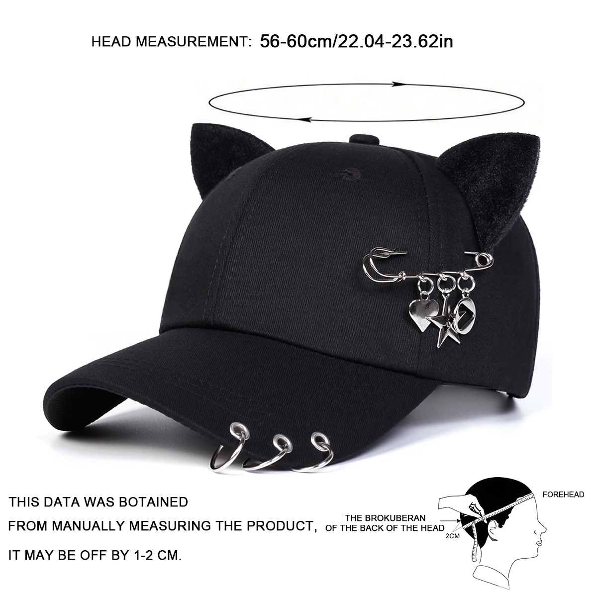 Unisex Cat Ear Pin Love Baseball Caps Spring Autumn Outdoor Adjustable Casual Hats Sunscreen Hat Sports Cap