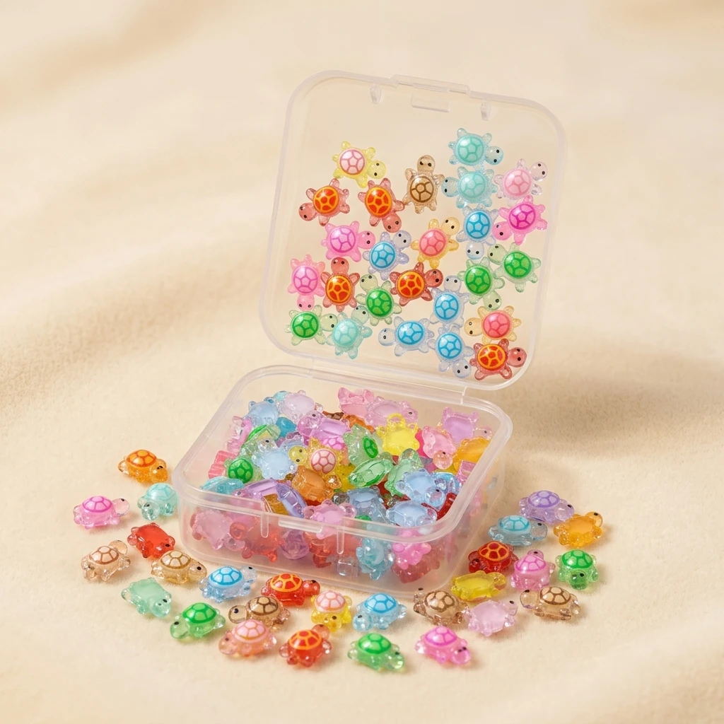 100pcs Mini Glowing Turtles Safe Eco-Friendly Resin Cute Nail Art Decorations Cartoon Luminescent for DIY Crafts And Manicure