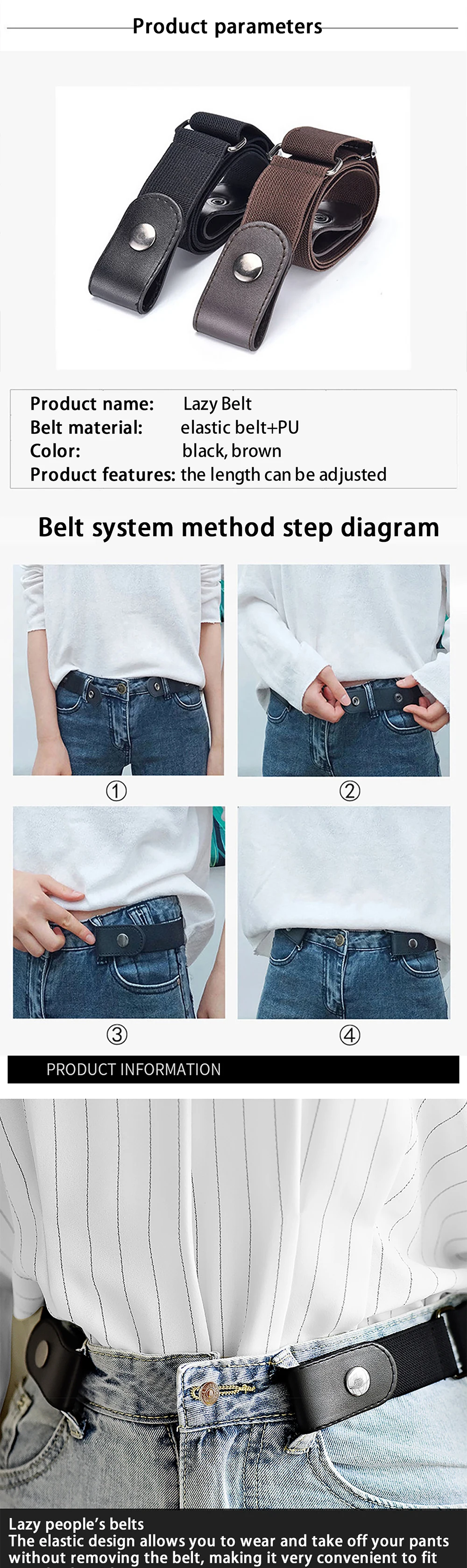 1pc No Buckle Elastic Waist Belt, Stretch Adjustable Belt for Jeans Dresses, Invisible Comfort Belt for Women Men, Belts