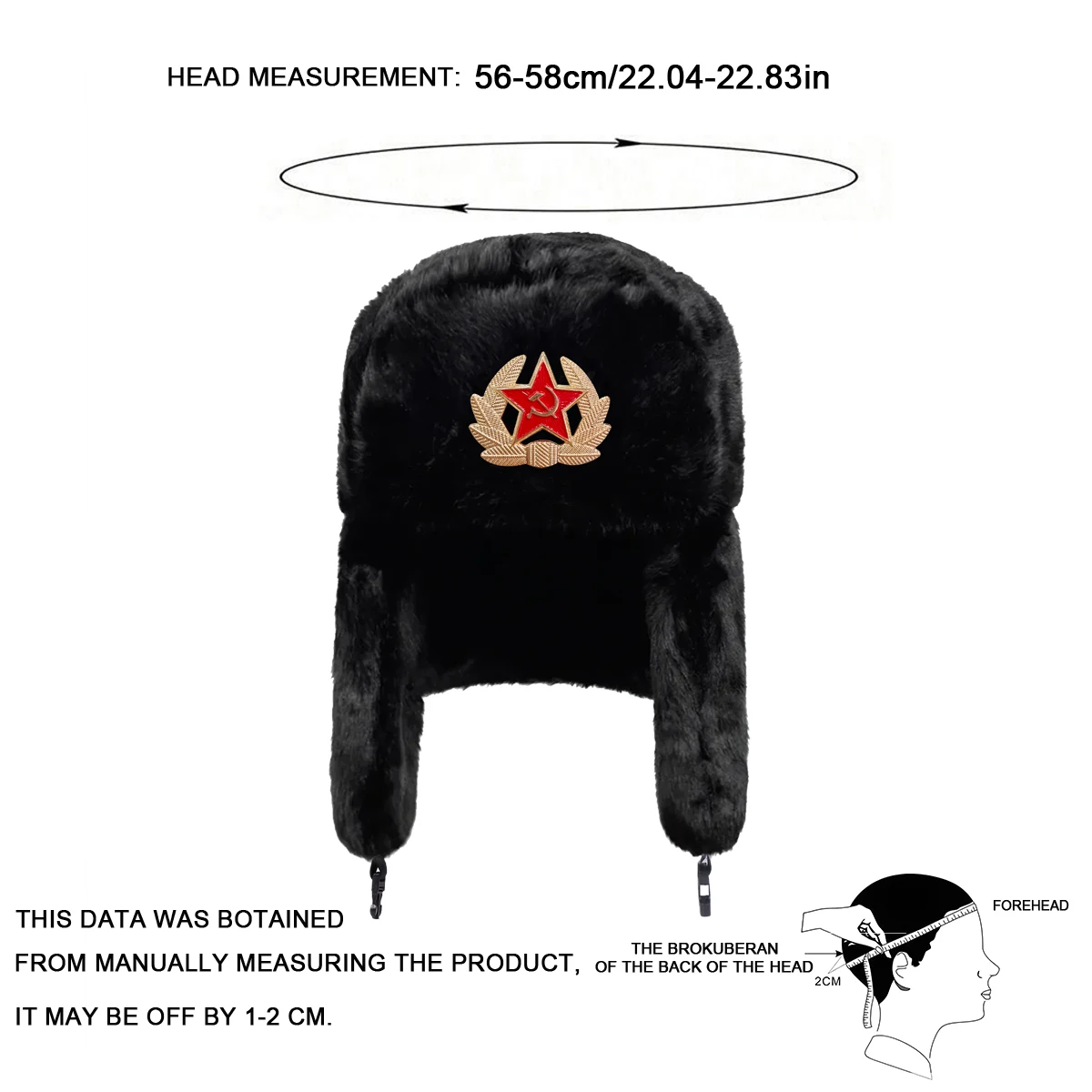 Unisex Five-pointed Star Label Lei Feng Hat Winter Earflap Hat Keep Warm Ski Hat Bomber Hat for Outdoor Riding Snow Activities