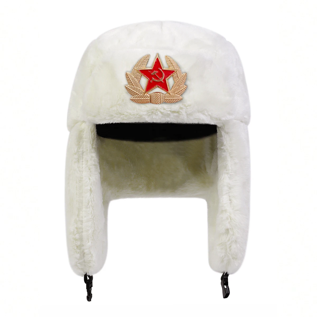Unisex Five-pointed Star Label Lei Feng Hat Winter Earflap Hat Keep Warm Ski Hat Bomber Hat for Outdoor Riding Snow Activities