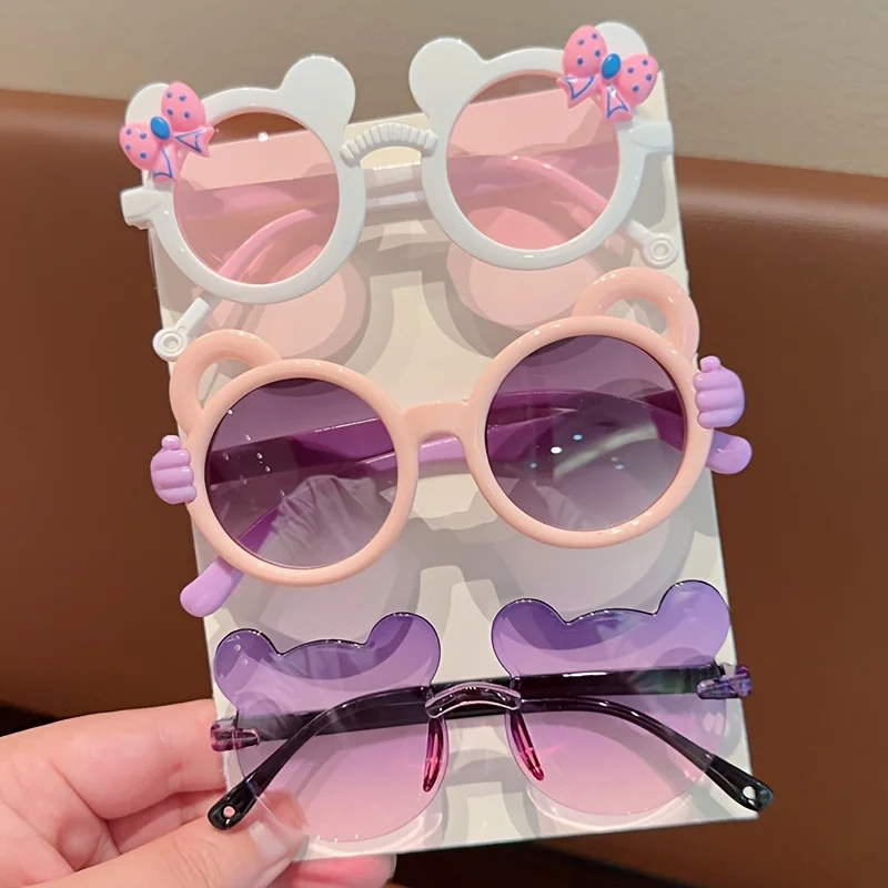 2/3Pcs Boy Girl Cute Bear Frame Bowknot Kids Children Fashion Glasses Eyewear