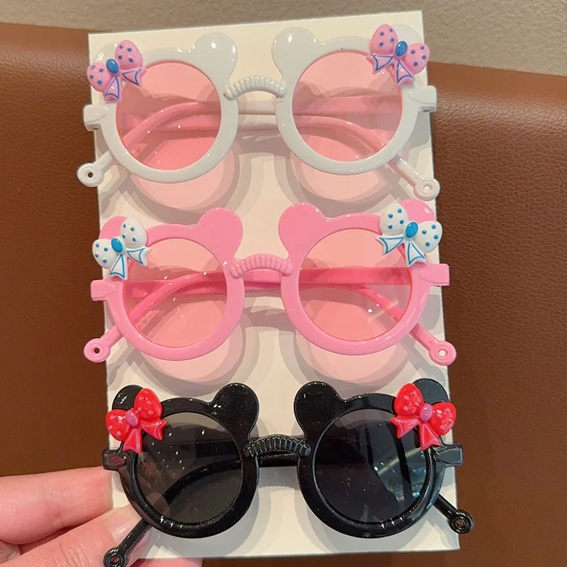 2/3Pcs Boy Girl Cute Bear Frame Bowknot Kids Children Fashion Glasses Eyewear