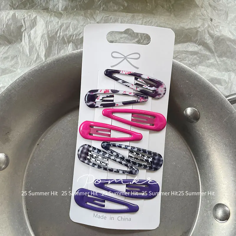 8pcs/set Leopard Print Hair Clips for Women Girls Vintage Geometric Star BB Clips Bangs Hairpins Barrettes Hair Accessories Set