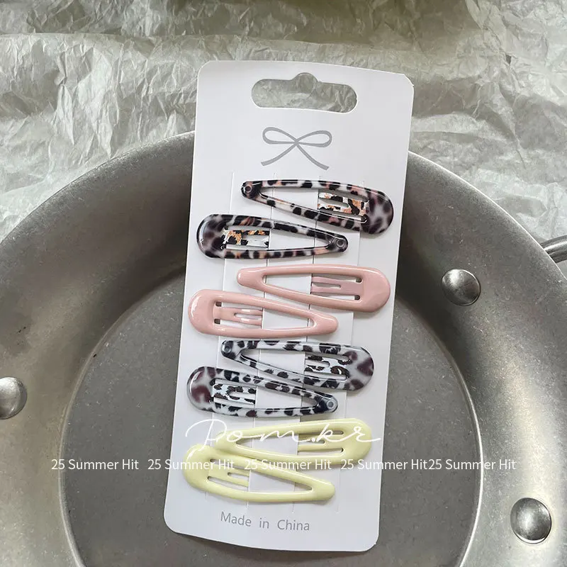 8pcs/set Leopard Print Hair Clips for Women Girls Vintage Geometric Star BB Clips Bangs Hairpins Barrettes Hair Accessories Set