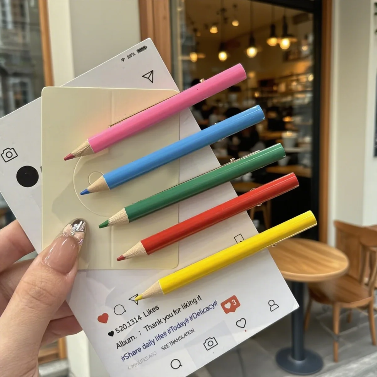 5Pcs/Set Creative Pencil Shaped Hair Clip Multi Color Simulation Pen Shaped Side Clip Fun Girl Heart Decor Hair Clip
