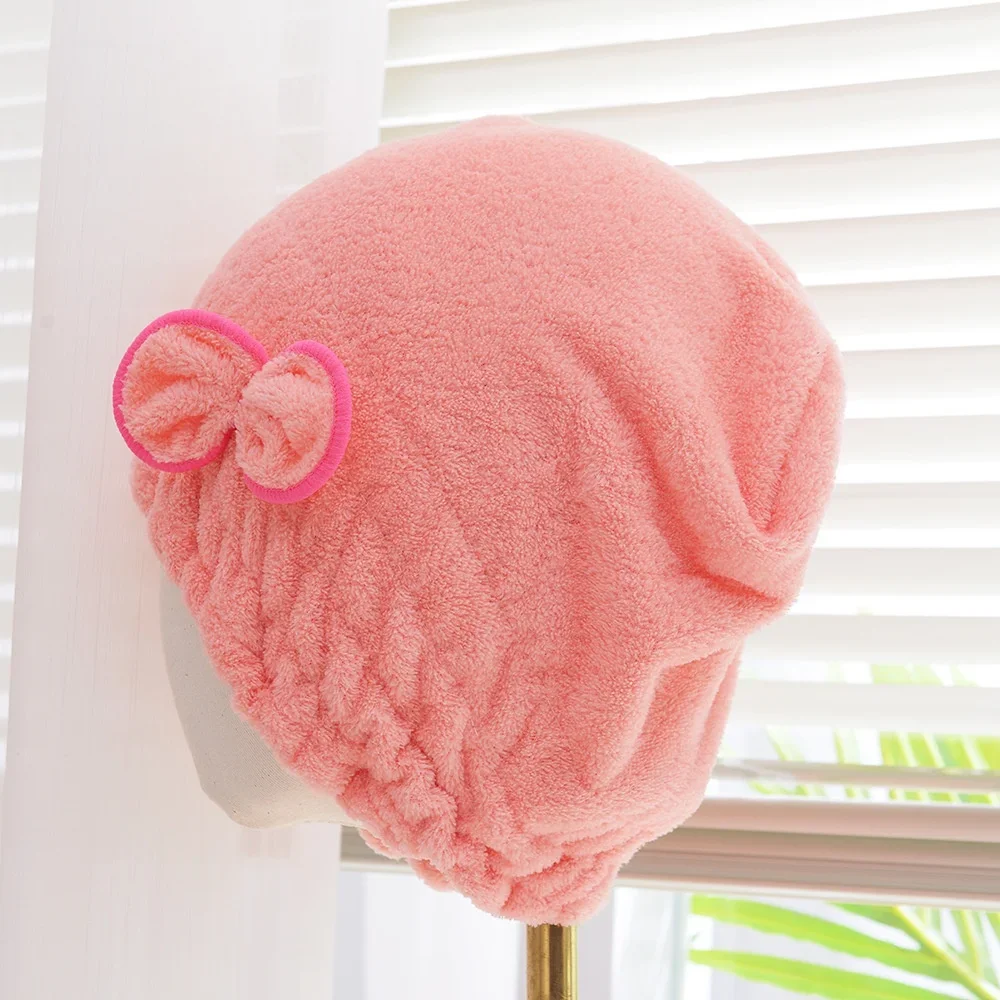 Women Bowtie Quick Drying Hair Cap Microfiber Superfiber Bathing Shower Cap For Spa Bathroom Hair Towel Accessories