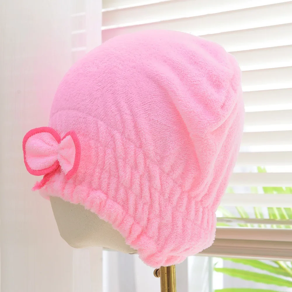 Women Bowtie Quick Drying Hair Cap Microfiber Superfiber Bathing Shower Cap For Spa Bathroom Hair Towel Accessories