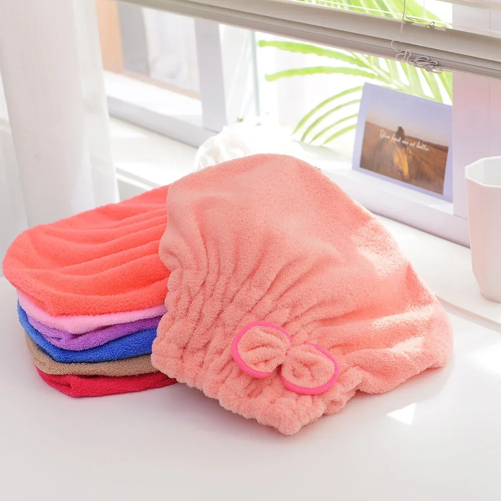 Women Bowtie Quick Drying Hair Cap Microfiber Superfiber Bathing Shower Cap For Spa Bathroom Hair Towel Accessories