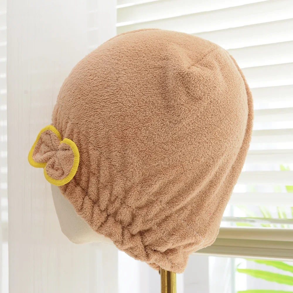 Women Bowtie Quick Drying Hair Cap Microfiber Superfiber Bathing Shower Cap For Spa Bathroom Hair Towel Accessories