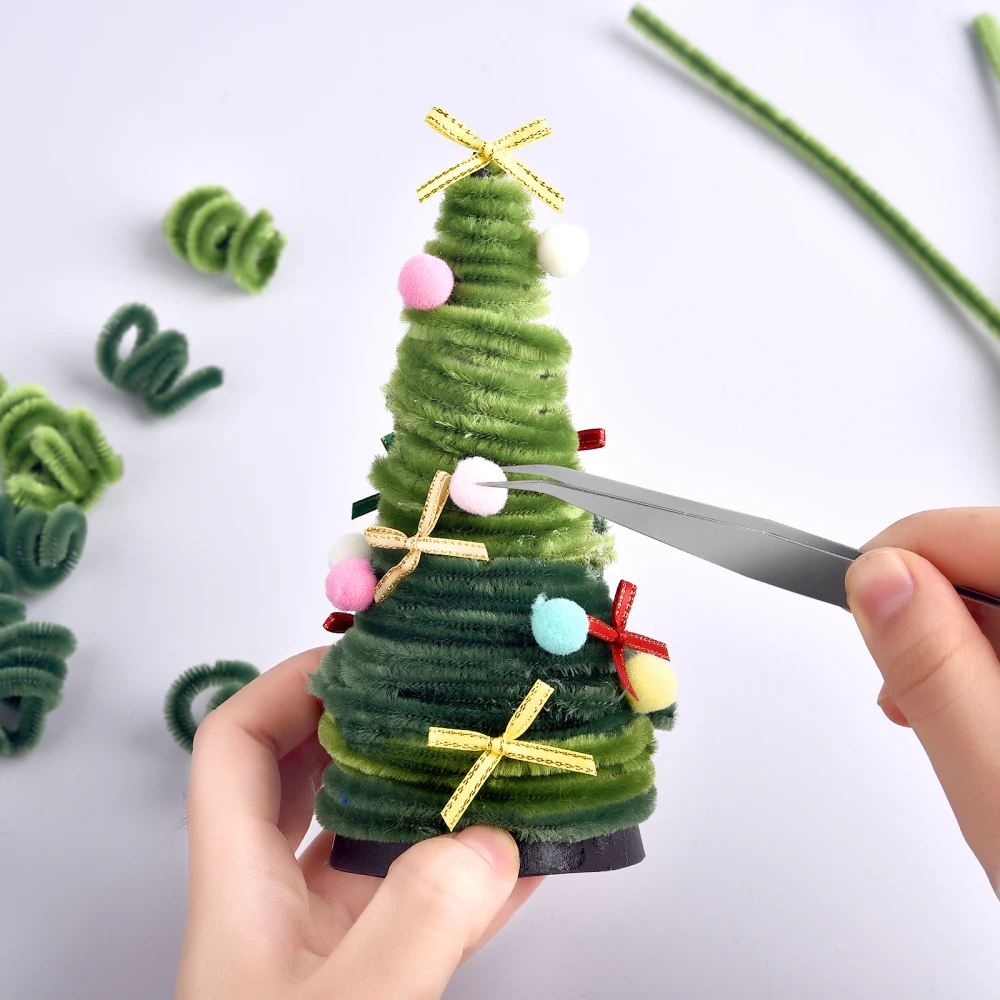 100pcs Plush Stick Twisting Bar Chenille Stems Wire Pipe Kids Toys DIY Strips Creative Hobby Material Stem Iron Felt Wires