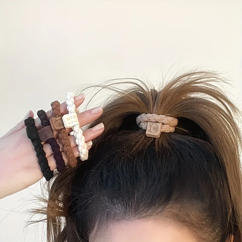 5 PCs Minimalist Twist Hair Ropes Set Soft High Elastic Hair Rings Casual Versatile Ponytail Hair Scrunchies