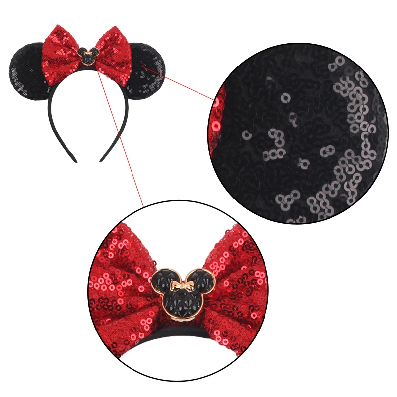 Cute New Mouse Ears Headband Kid Adult Festival Party Sequins 5"Bow Headband Women Baby Girl Party Hair Accessories