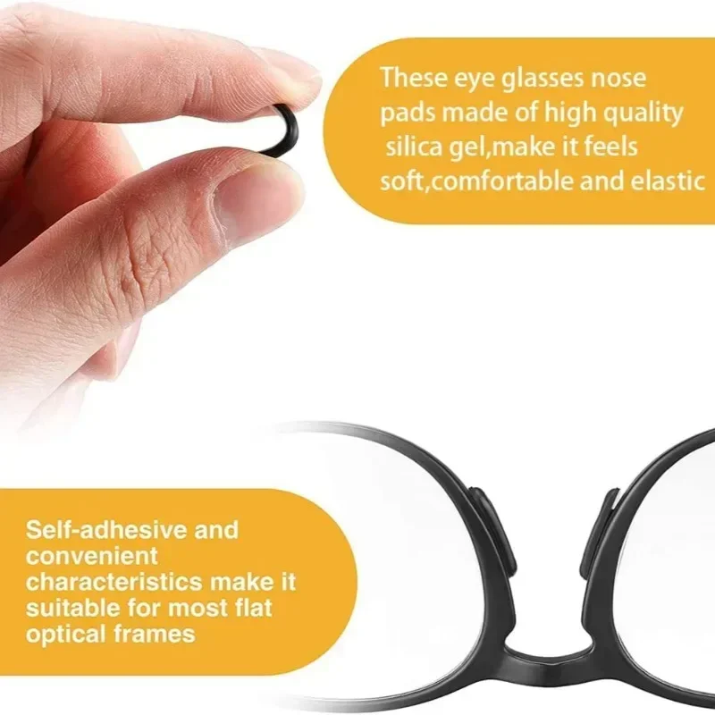 10/60pcs Glasses Nose Pads Adhesive Silicone Nose Pads Non-slip Transparent Nosepads for Glasses Eyeglasses Eyewear Accessories