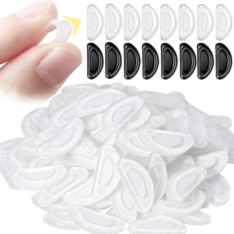 10/60pcs Glasses Nose Pads Adhesive Silicone Nose Pads Non-slip Transparent Nosepads for Glasses Eyeglasses Eyewear Accessories