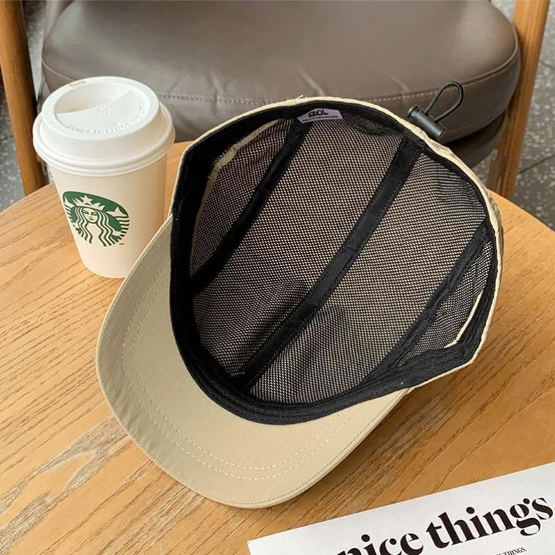 Short-Brimmed Solid Color Baseball Cap Lightweight Quick-Dry Polyester Adjustable Buckle Closure Sun Protection Breathable Brim