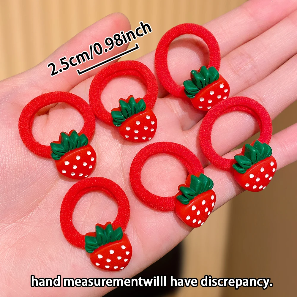 10pcs Multi-Color Strawberry Hair Ties Set Cute Design Girls Hair Accessories Enhances Daily Festive Styling Sweet Gift