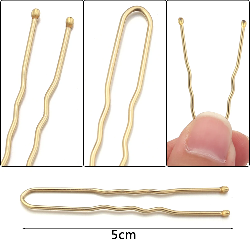 50pcs 5cm Hair Pins Metal U Shape Hairpins For Women Girls Headpiece Wedding Bride Head Jewelry Decor Headwear Hair Accessories