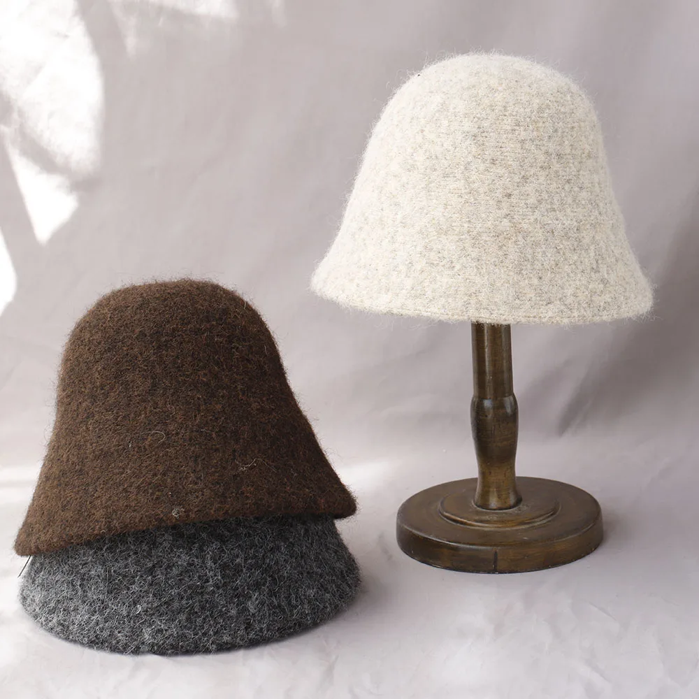 2025 New Autumn Winter Wool Bucket Hat Women Fashion Vintage Fisherman Hats Versatile Cap Spring Felt Hat 6 Colors Foldable Hat