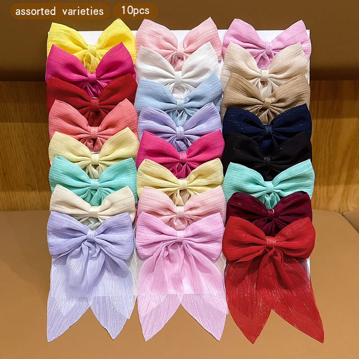 10 colors of random bow hair clips suitable for daily use as hair accessories