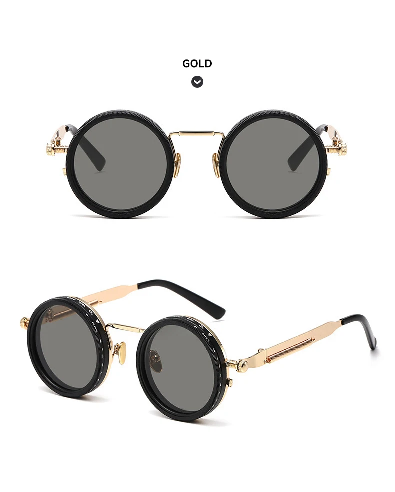 ND Dimming Glasses Polarized Sunglasses Men Women Round Retro Punk Driving Eyeglasses Outdoor Shades UV400 Adjustable Eyewear