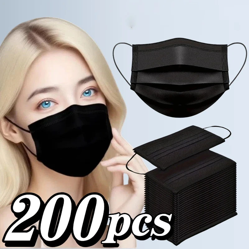 50-200pc Disposable Face Masks 3-Layer Breathable Anti-Dust Protective Masks Daily Travel Work Use Mask Facial Care Accessory
