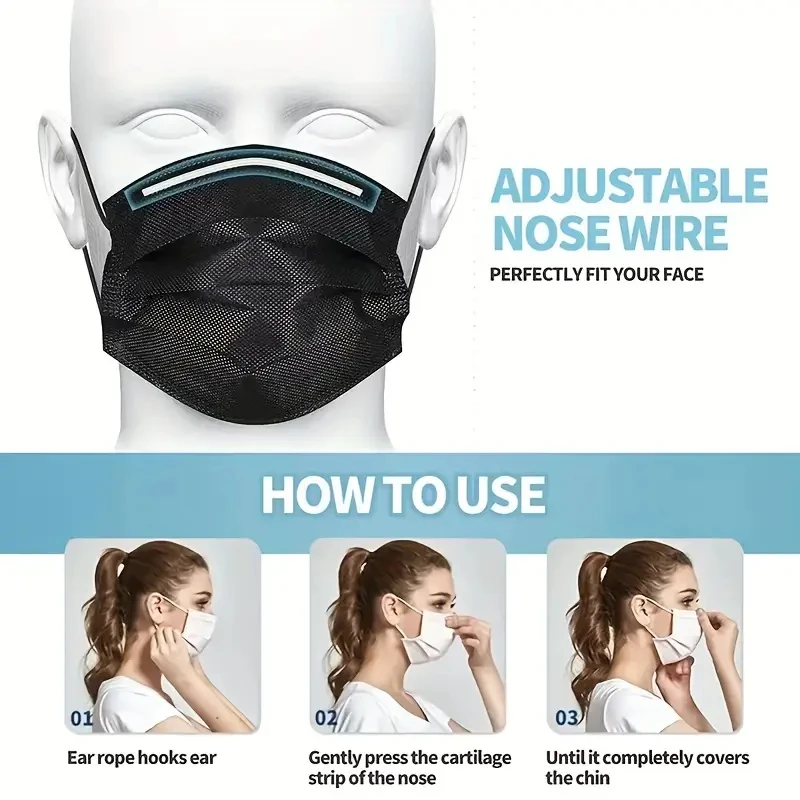 50-200pc Disposable Face Masks 3-Layer Breathable Anti-Dust Protective Masks Daily Travel Work Use Mask Facial Care Accessory