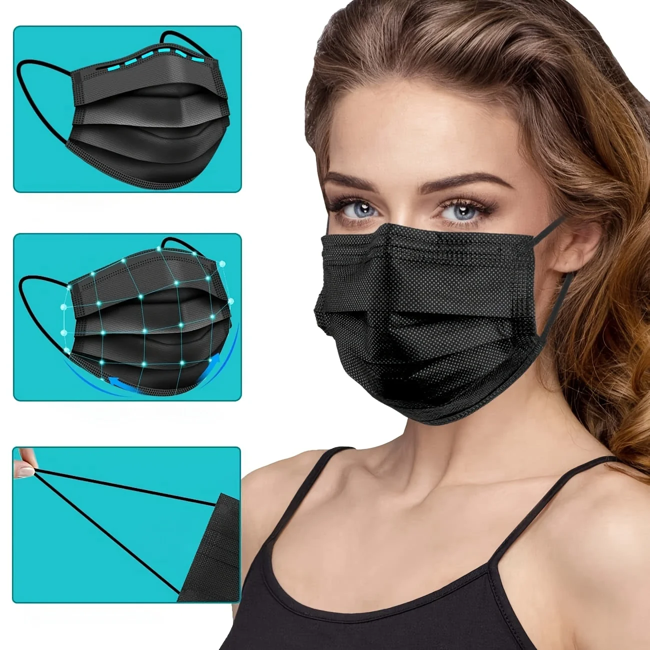 50-200pc Disposable Face Masks 3-Layer Breathable Anti-Dust Protective Masks Daily Travel Work Use Mask Facial Care Accessory