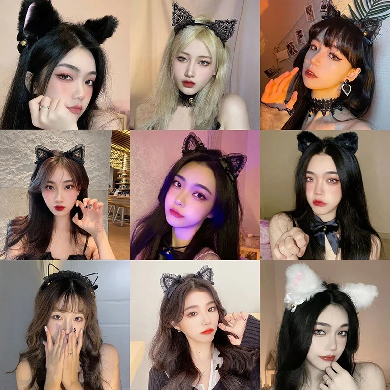 1/6/10pcs Plush Bell Cat Ear Headband for Women Fashion Girls Headband Party Cosplay Hair Band Hair Accessories