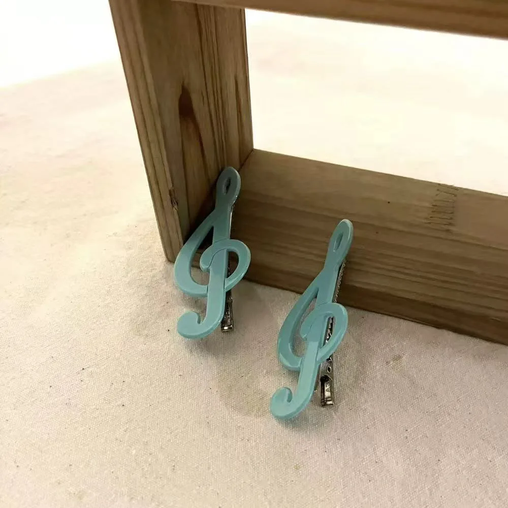 Y2k Style Music Symbol Hair Accessories Vintage Sweet Cute Hair Clip Cyan Fresh Hairpin New Sensea Of Niche Fashion And Art 2025