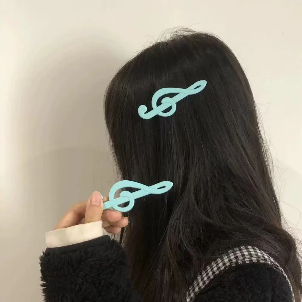 Y2k Style Music Symbol Hair Accessories Vintage Sweet Cute Hair Clip Cyan Fresh Hairpin New Sensea Of Niche Fashion And Art 2025