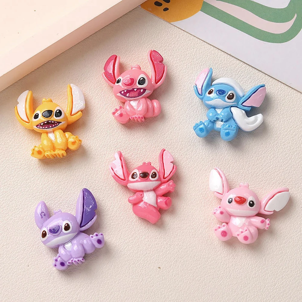 6pcs/lot Stitch Resin Hair Clip Accessories DIY Phone Case Hair Clip Head Rope Hat Hole Shoes Gift Accessory(6pcs random)